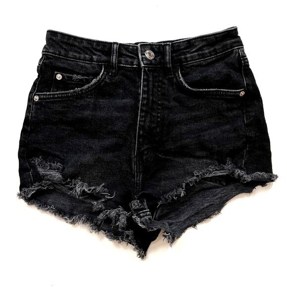 Zara Black Denim Cutoff Shorts - Picture 1 of 9